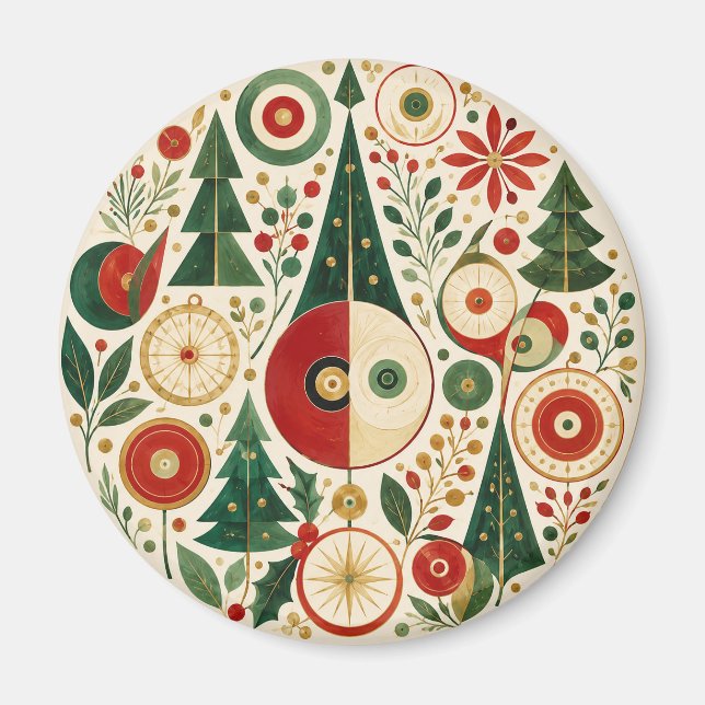 Imã Mosaico de Natal de Meados do Século (Frente)