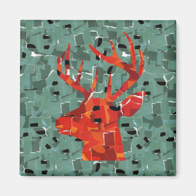 Imã Mosaico de silhueta de cabeça de veado (Frente)