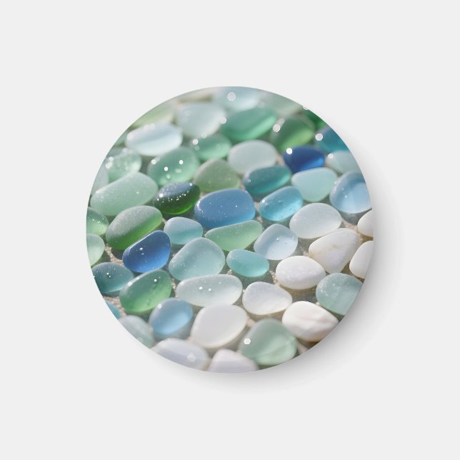 Imã Mosaico de Vidro Marinho Azuis Oceânicos Tranquilo (Frente)