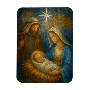 Ímã Mosaico de Vitral da Natividade Sagrada Família