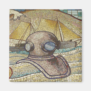 Imã Mosaico do capacete dos antigos mergulhadores