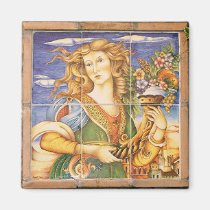Imã Mosaico europeu do Cornucopia da mulher do azulejo