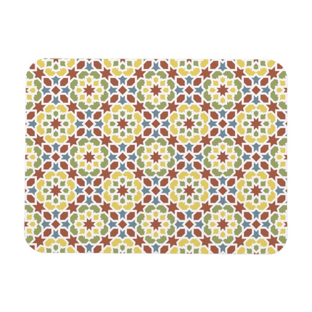 Ímã Mosaico geométrico de arabescos de Marruecos. (Horizontal)