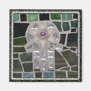Imã Mosaico Hamsa Starof do olho mau de David no verde