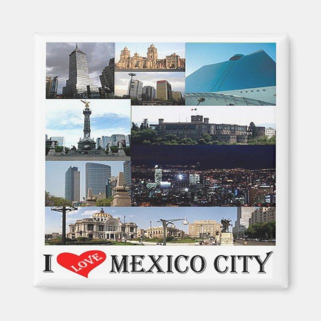 Imã Mosaico zMX008 da CIDADE DO MÉXICO I Love, Fridge (Frente)