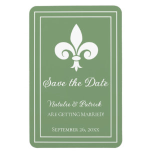 Ímã Moss Green Fleur de Lis Imã salve a data