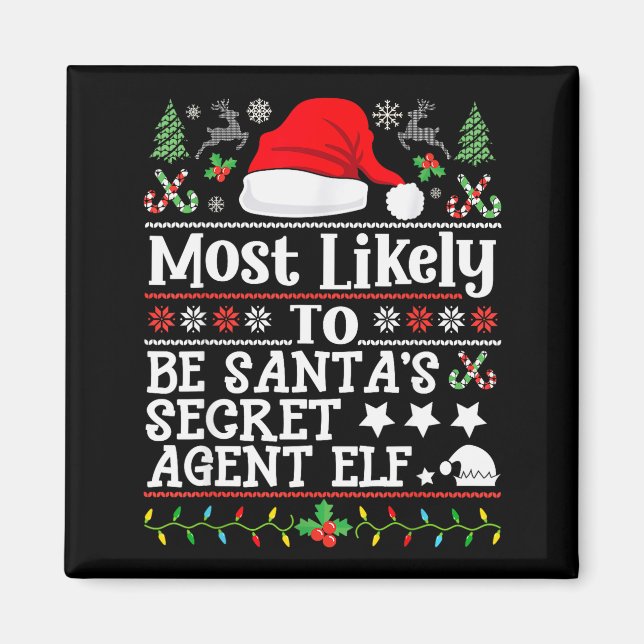 Imã Most Likely To Be Santa's Secret Agent Elf - Chris (Frente)