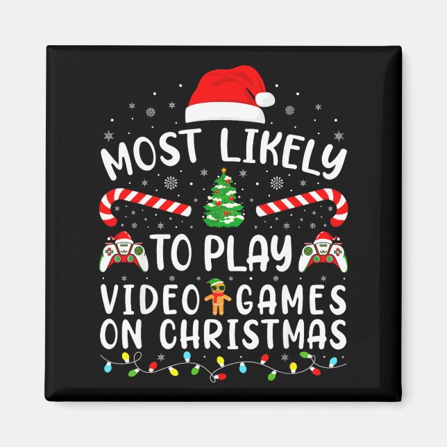 Imã Most Likely To Play Video Games Xmas Family Matchi (Frente)
