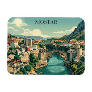 Ímã Mostar Bósnia Ponte Velha Stari Most Viagem Retro