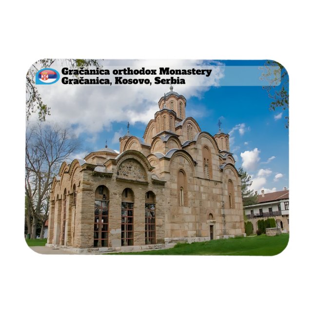 Ímã MOSTEIROS SÉRVIOS  Mosteiro ortodoxo Gračanica (Horizontal)