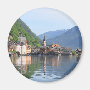 imã mostrando a cidade e o lago de Hallstatt, Áust