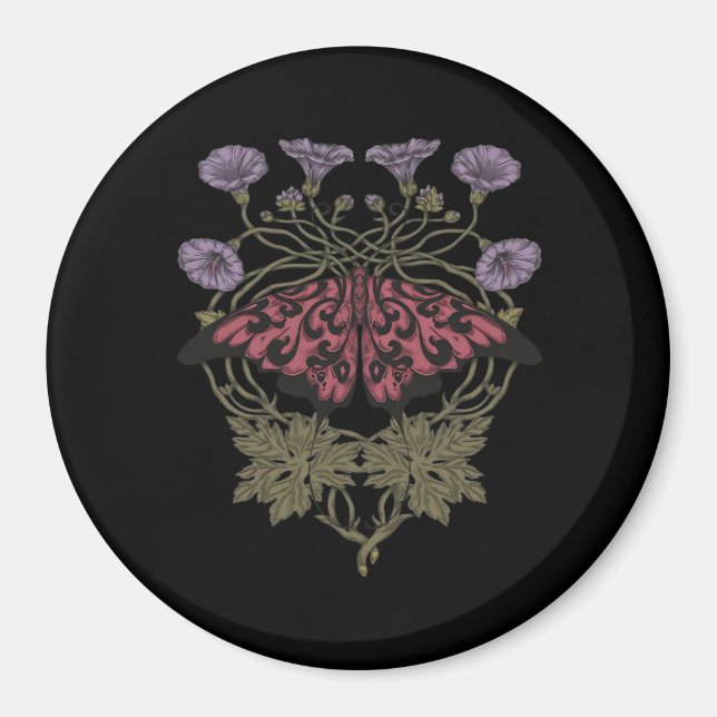 Imã Moth Talisman - Whimsigoth Witchy Art - Colorido (Frente)