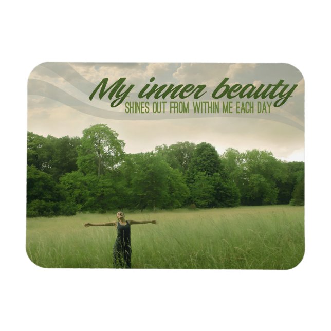 Ímã Motivação "Minha beleza interior" Afirmação flexív (Horizontal)