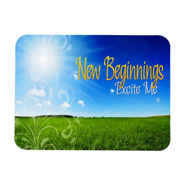 Ímã Motivação "Novos começos" Afirmação flexível (Horizontal)