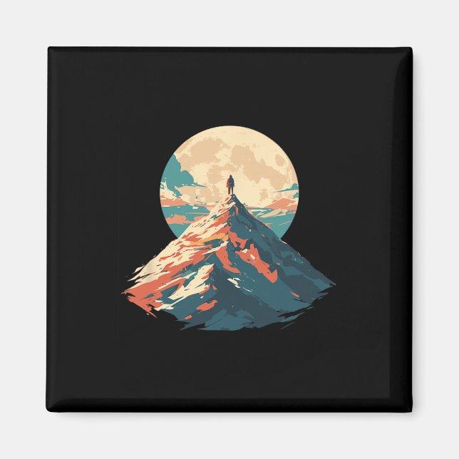 Imã Motivational Mountain Peak Climbing Design - Natur (Frente)