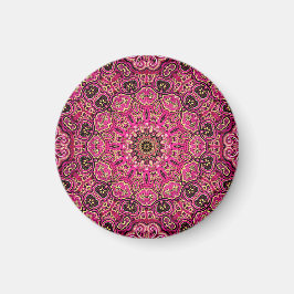 Imã Motivo de Mandala Geométrica Rosa Quente