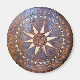 Imã motivo étnico de madeira do sol do símbolo do