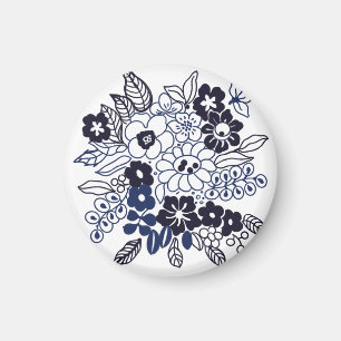 Imã Motivo Floral Desenhado à Mão