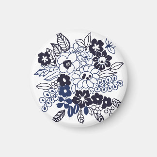 Imã Motivo Floral Desenhado à Mão