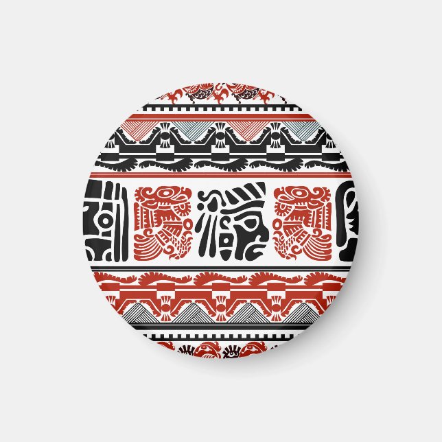 Imã Motivos indianos, vermelho-preto, padrão perfeito. (Frente)