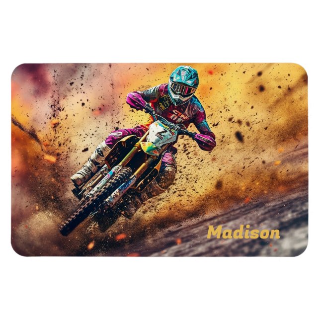 Ímã Motocross de nome personalizado (Horizontal)