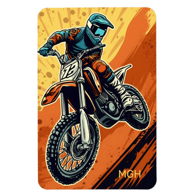 Ímã Motocross Monograma Personalizado (Vertical)
