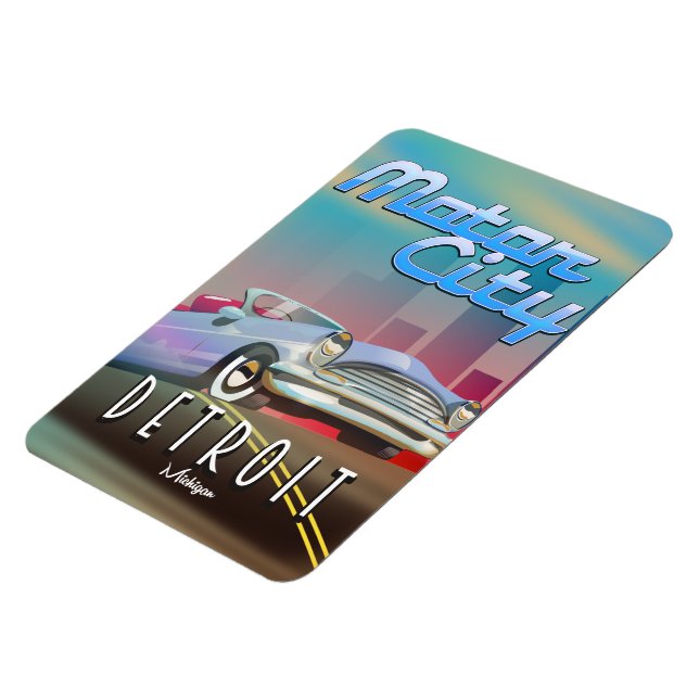 Ímã Motor City Detroit Michigan poster de viagens. (Left Side)