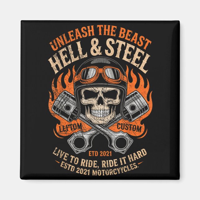 Imã Motorcycle Skull And Ston Crossbones For Men Biker (Frente)