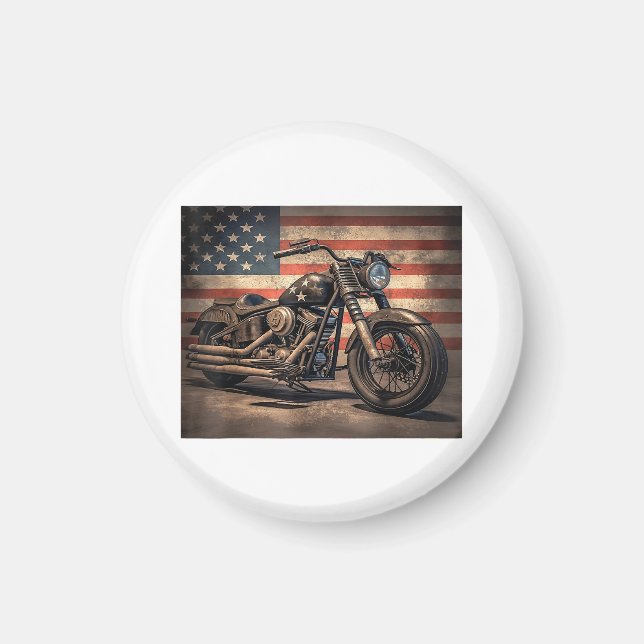 Imã Motorcycle USA Flag Biker (Frente)