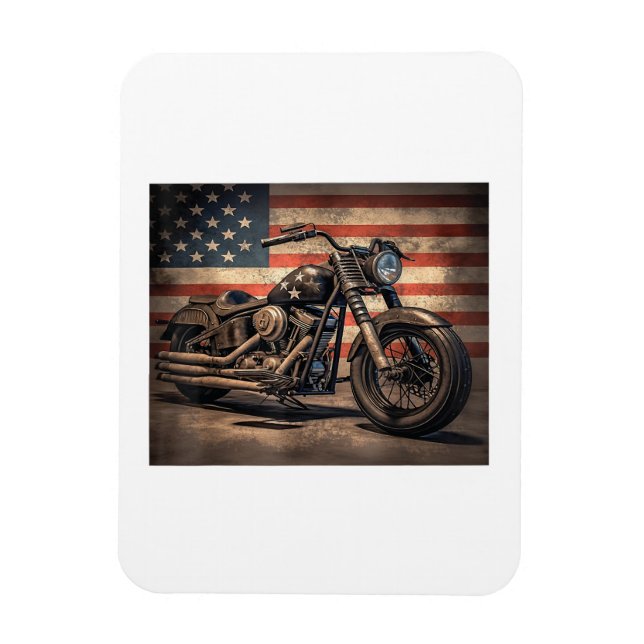Ímã Motorcycle USA Flag Biker (Vertical)