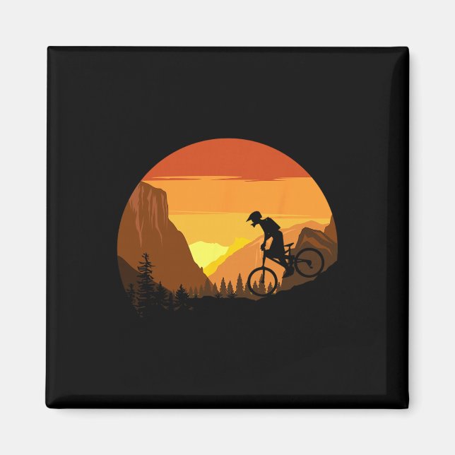 Imã Mountain Biking Retro Sunset Trail Rider  (Frente)