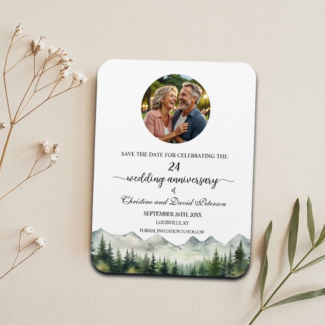 Ímã Mountain Pine 24 Wedding Anniversary Save the Date (Criador carregado)