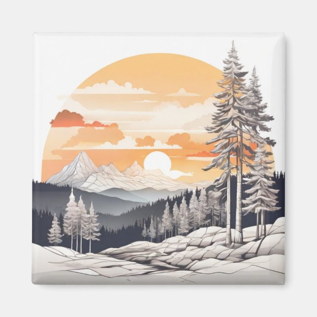 Imã Mountain Pine Refrigerator Magnet - Majestic Fores (Frente)