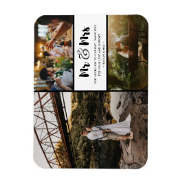 Ímã Mr and Mrs Thank You Photo Collage Black and White