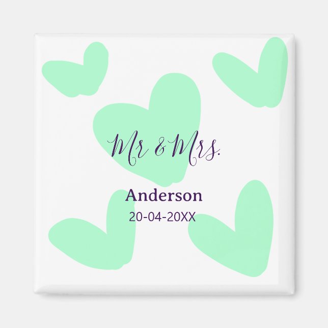 Imã Mr & Mrs add family name date year wedding favor  (Frente)