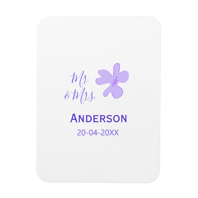 Ímã Mr & Mrs add family name date year wedding favor g (Vertical)