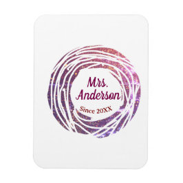 Ímã Mrs name pink mauve border since year wedding brid