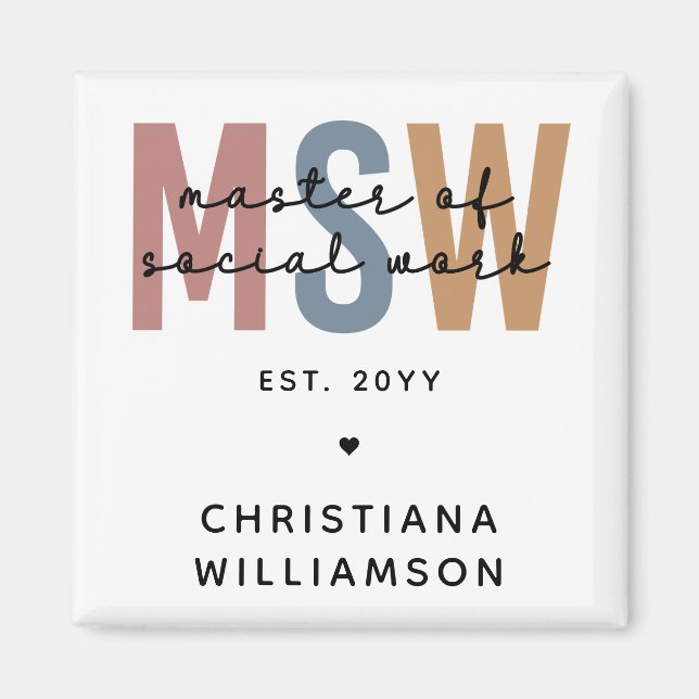 Imã MSW Mestre Personalizado de Graduação Retroativa d (Frente)