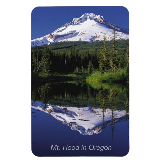 Ímã Mt. Hood, e seu reflexo no lago em 4"x6" (Vertical)