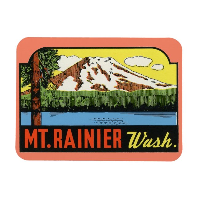 Ímã Mt. Rainer Washington Viagens vintage Magnet (Horizontal)
