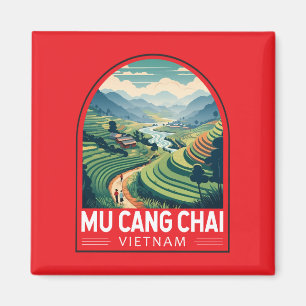 Imã Mu Cang Chai Vietnam Viagem Retro Emblem
