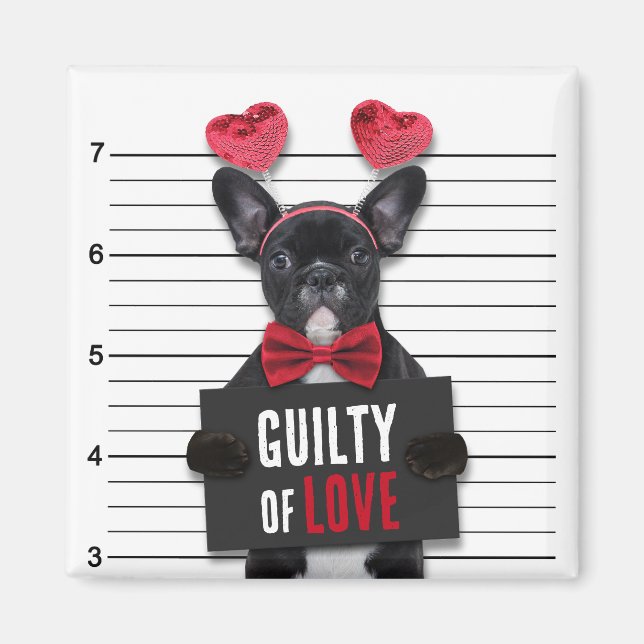 Imã Mugshot Guilty Love Dog Funny Valentine's Day (Frente)