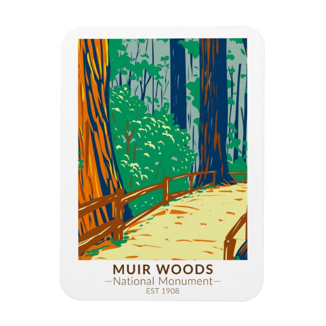 Ímã Muir Woods National Monument California Vintage (Vertical)