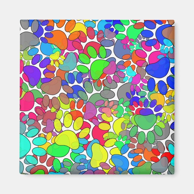 Imã Muitas Impressões De Pata De Cães Por Toda Parte (Frente)