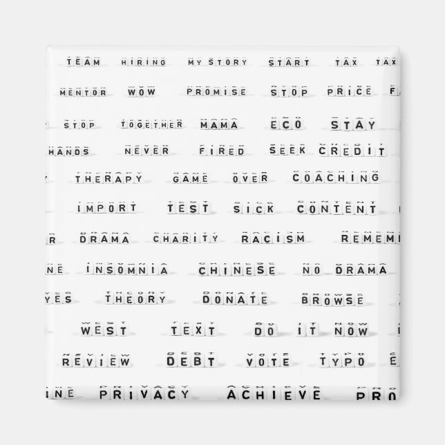 Imã Muitas palavras sobre cubos (Frente)