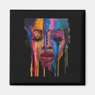 Imã Mulher Africana Legal Afro Colorido Rosto Pintado