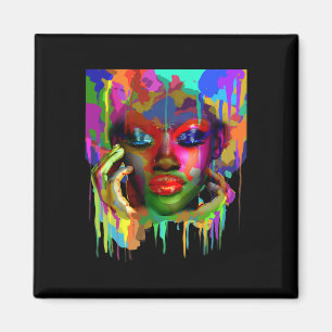 Imã Mulher Africana Legal Afro com Rosto Pintado de Co