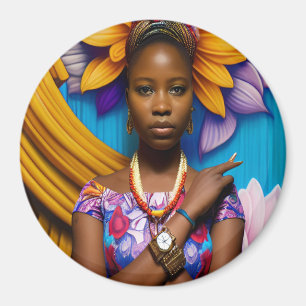 Imã Mulher africana linda com um relógio