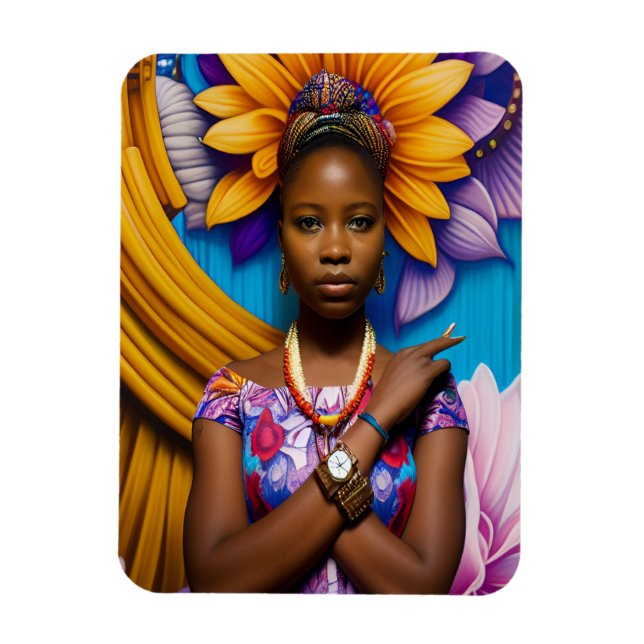 Ímã Mulher africana linda com um relógio (Vertical)