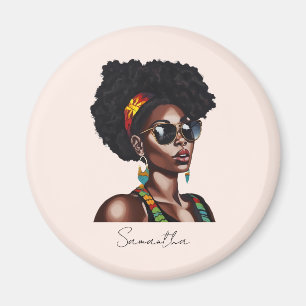 Imã Mulher afro-americana com óculos de sol chic